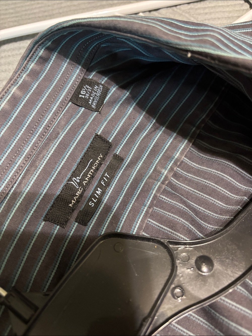 Men’s dress shirts -2. Marc Anthony / Van Heusen. Dk grey/teal, golden brown - Picture 3 of 7